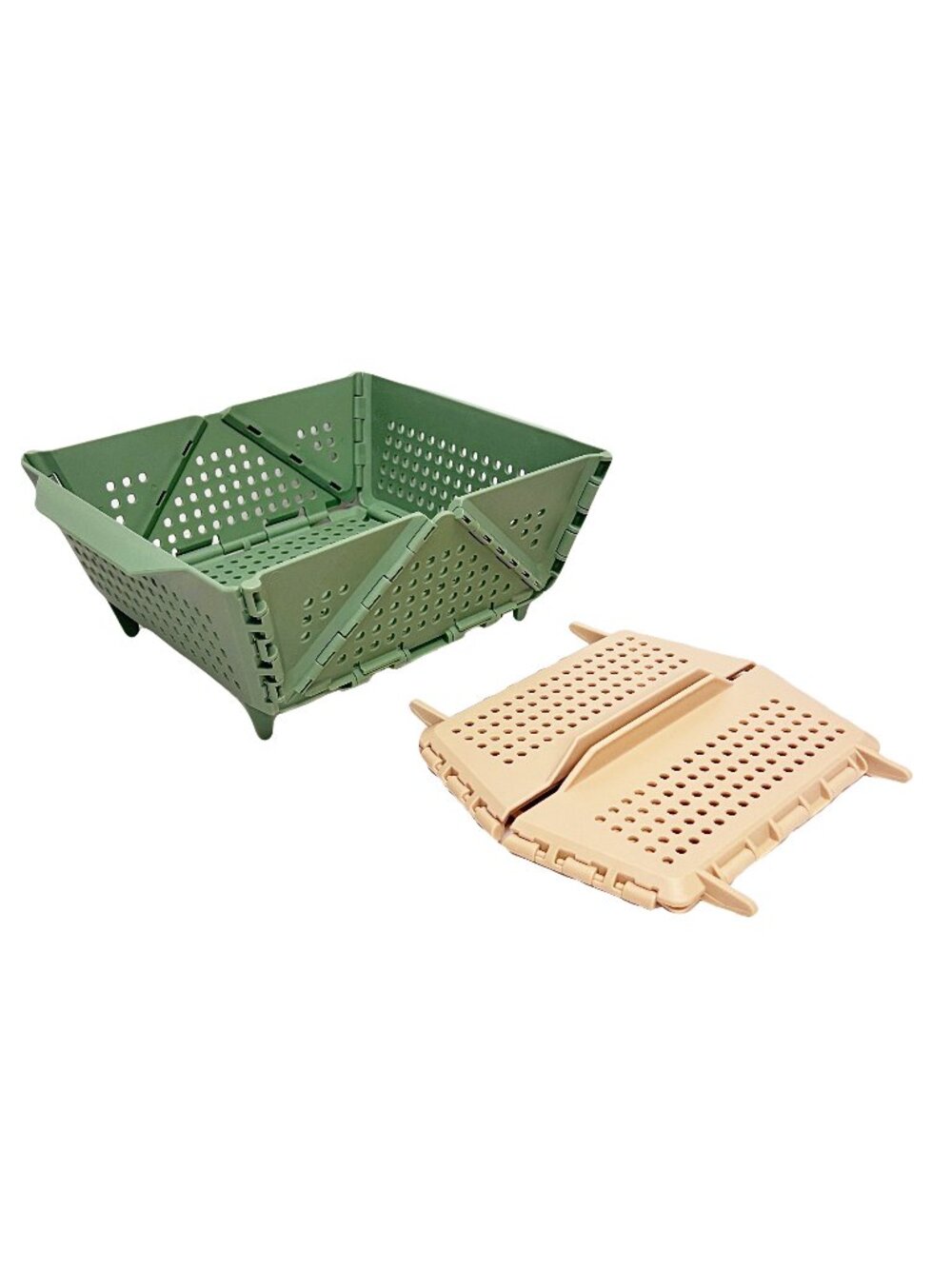2 Kuhn Rikon Folding Colander Strainer Baskets K65360 SAGE/SAND NEW